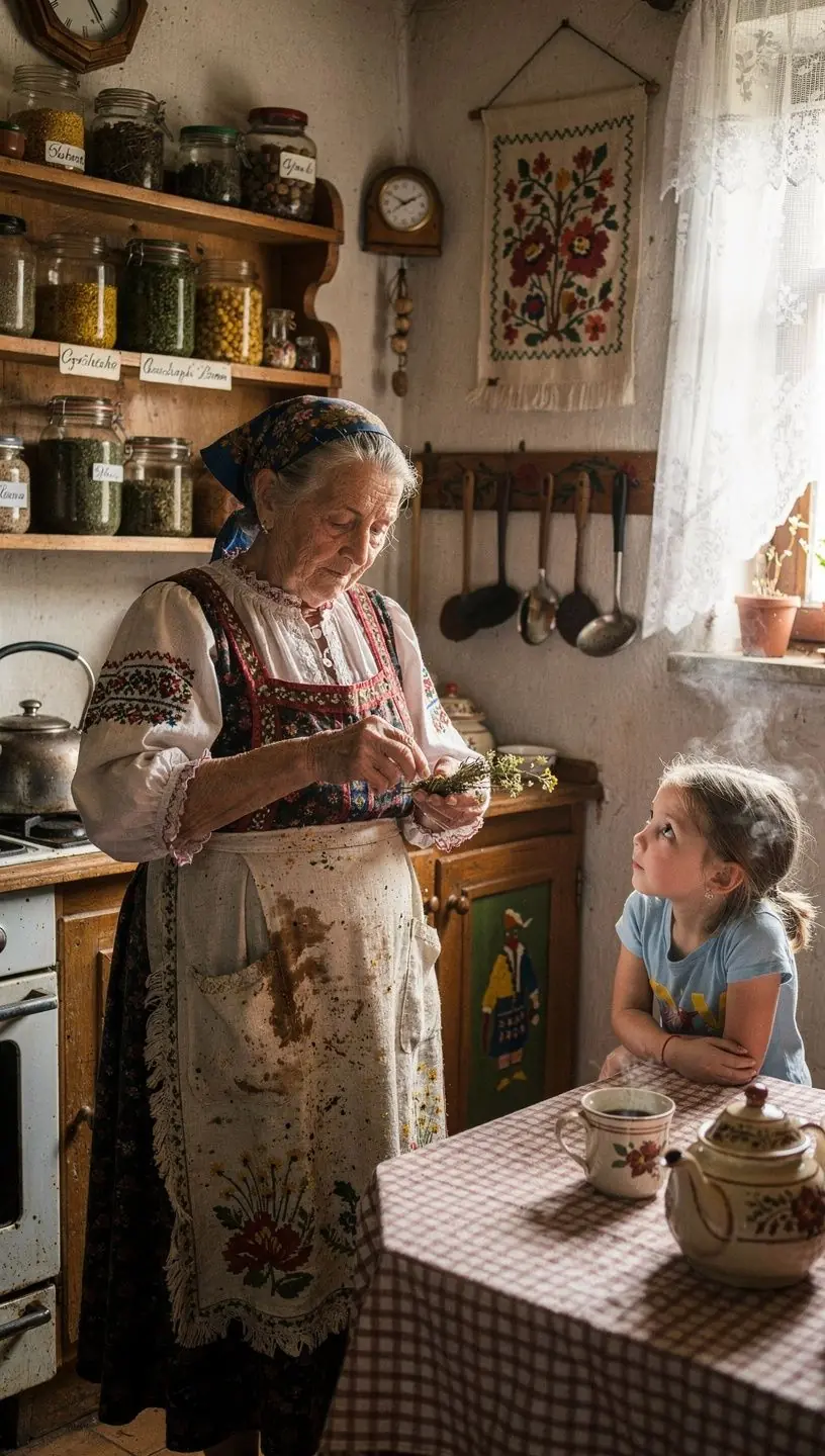 Tradičné slovenské čajové šálky s teplým nápojom a medom na stole